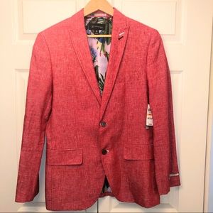 INC Red Blazer Sports Jacket Floral Lining
